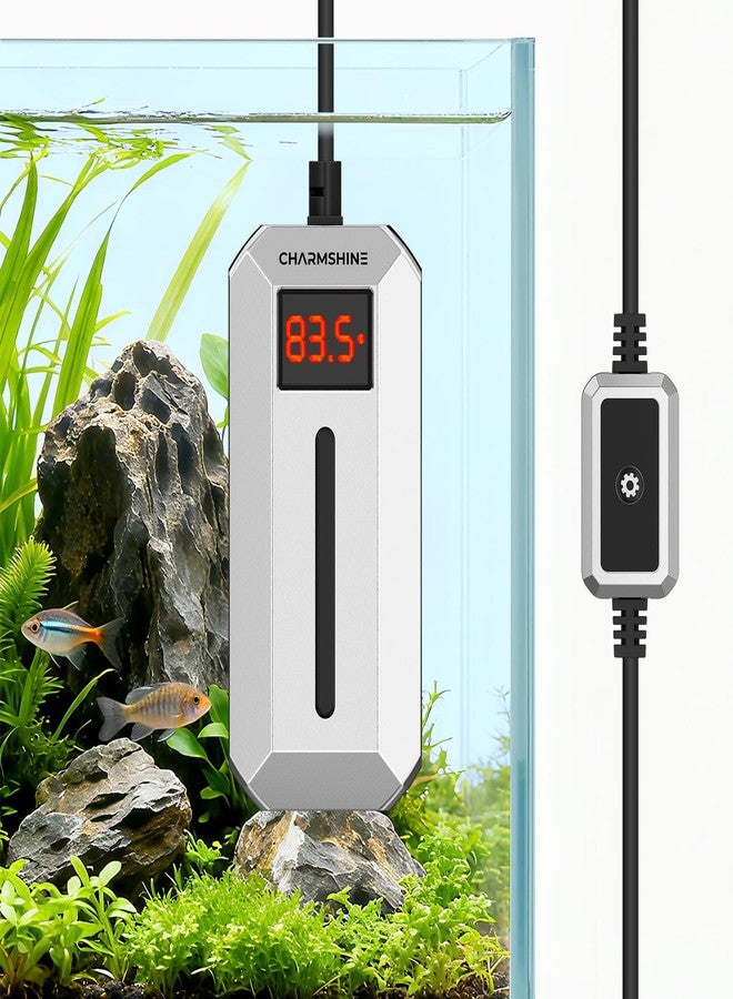 سخان مياه حوض السمك تشارم شاين 200 واط، سخان مياه غاطس لأحواض الأسماك مع شاشة عرض رقمية LED، مناسب لأحواض أسماك المياه العذبة والمالحة سعة 40-55 جالون، وأحواض السلاحف. - Image 1